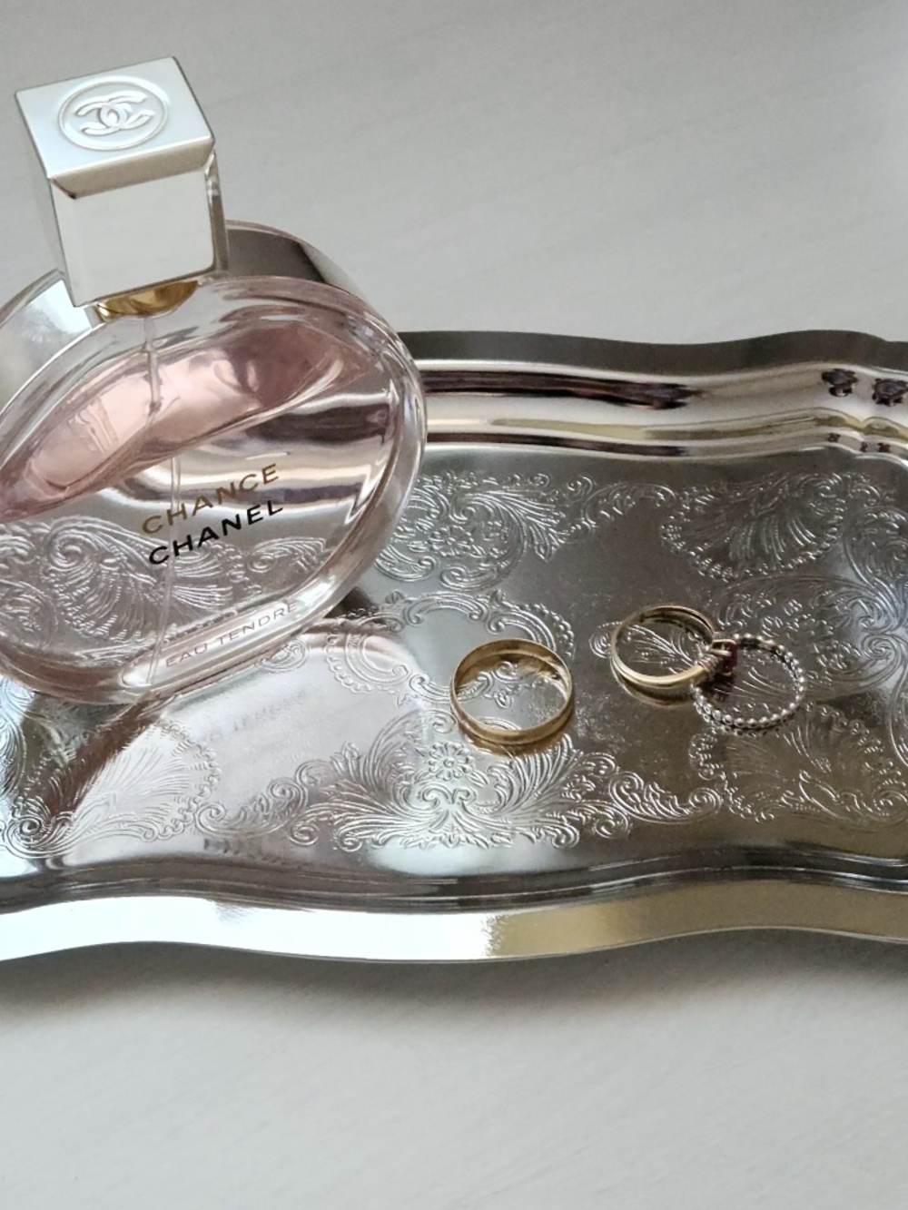 Vintage-style stainless steel tray.